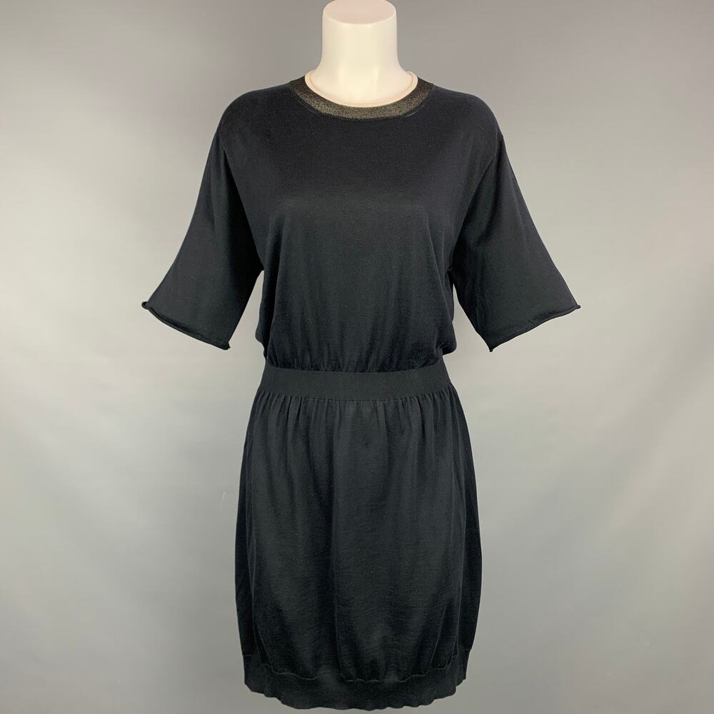 LOUIS VUITTON Size L Black Knitted Silk / Cotton Dress